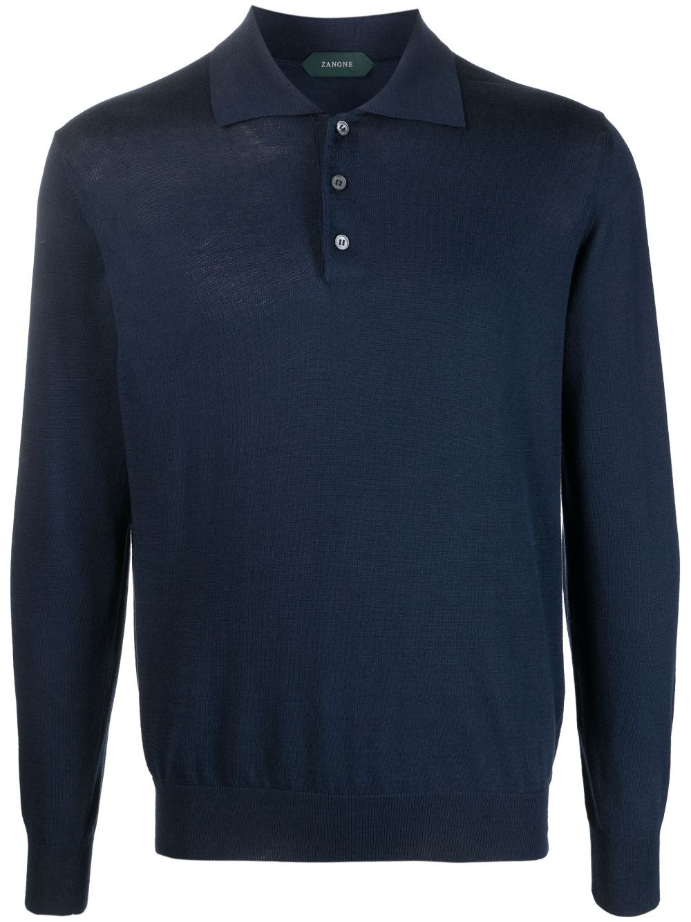 Zanone long-sleeve cotton-blend polo shirt - Blue von Zanone