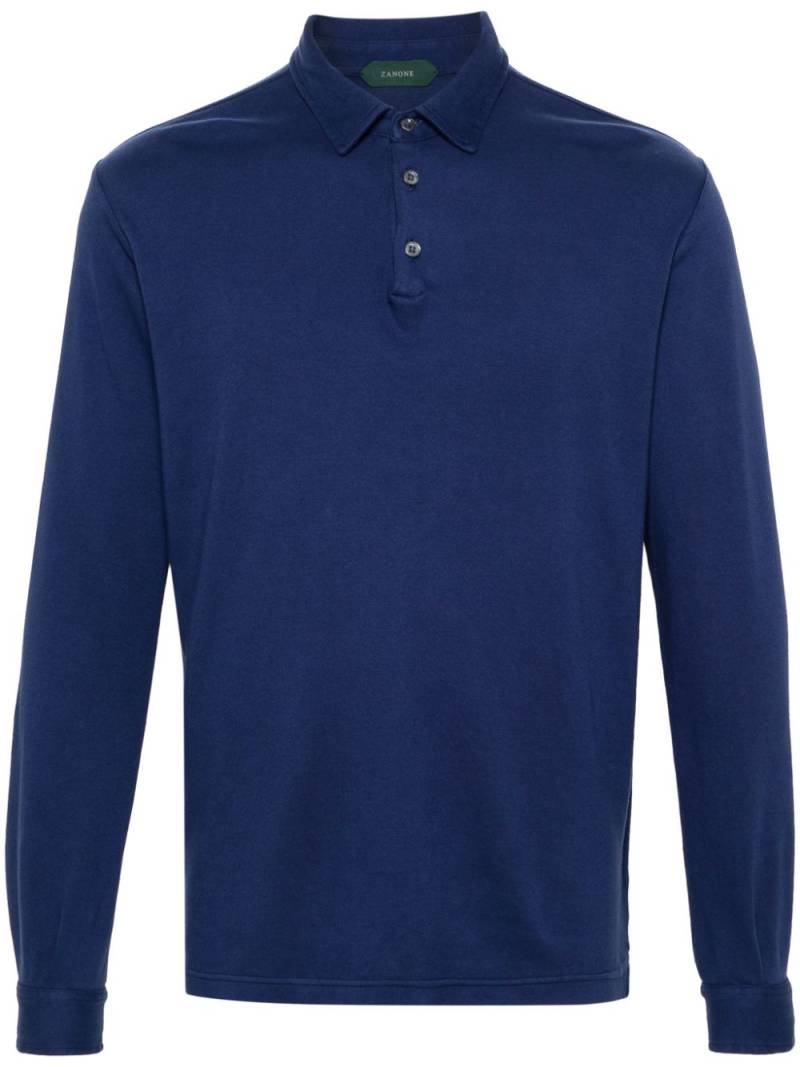 Zanone long-sleeve cotton polo shirt - Blue von Zanone