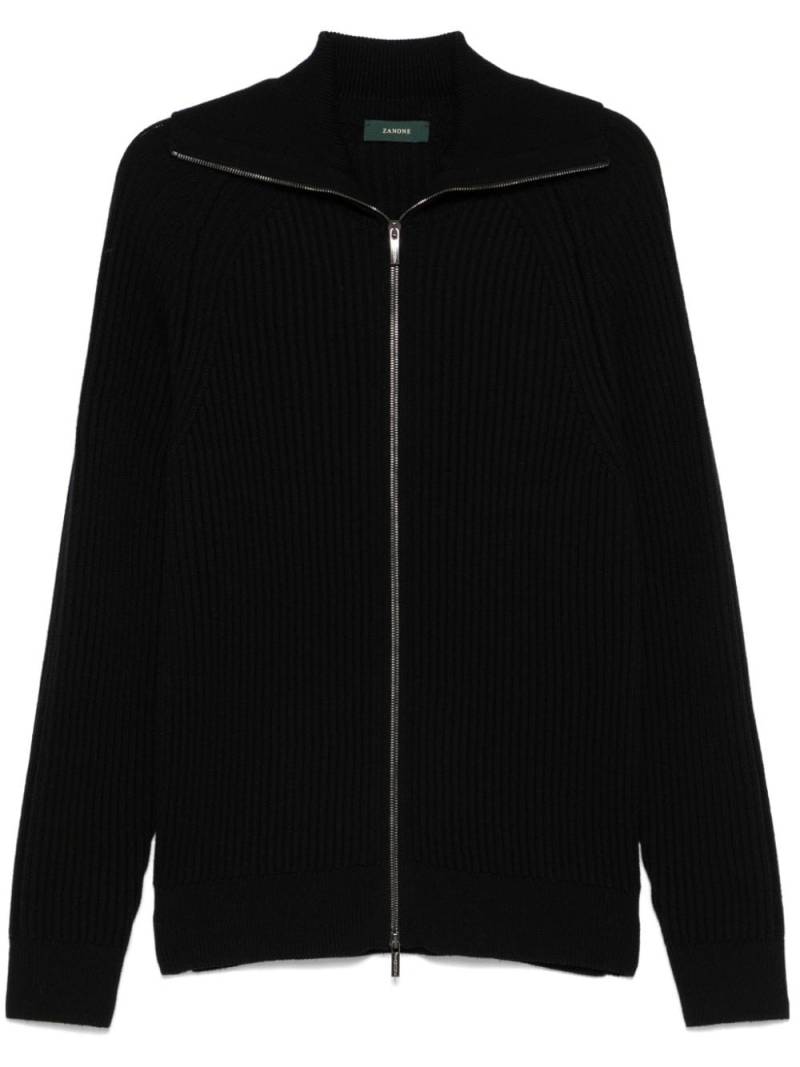 Zanone ribbed cardigan - Black von Zanone