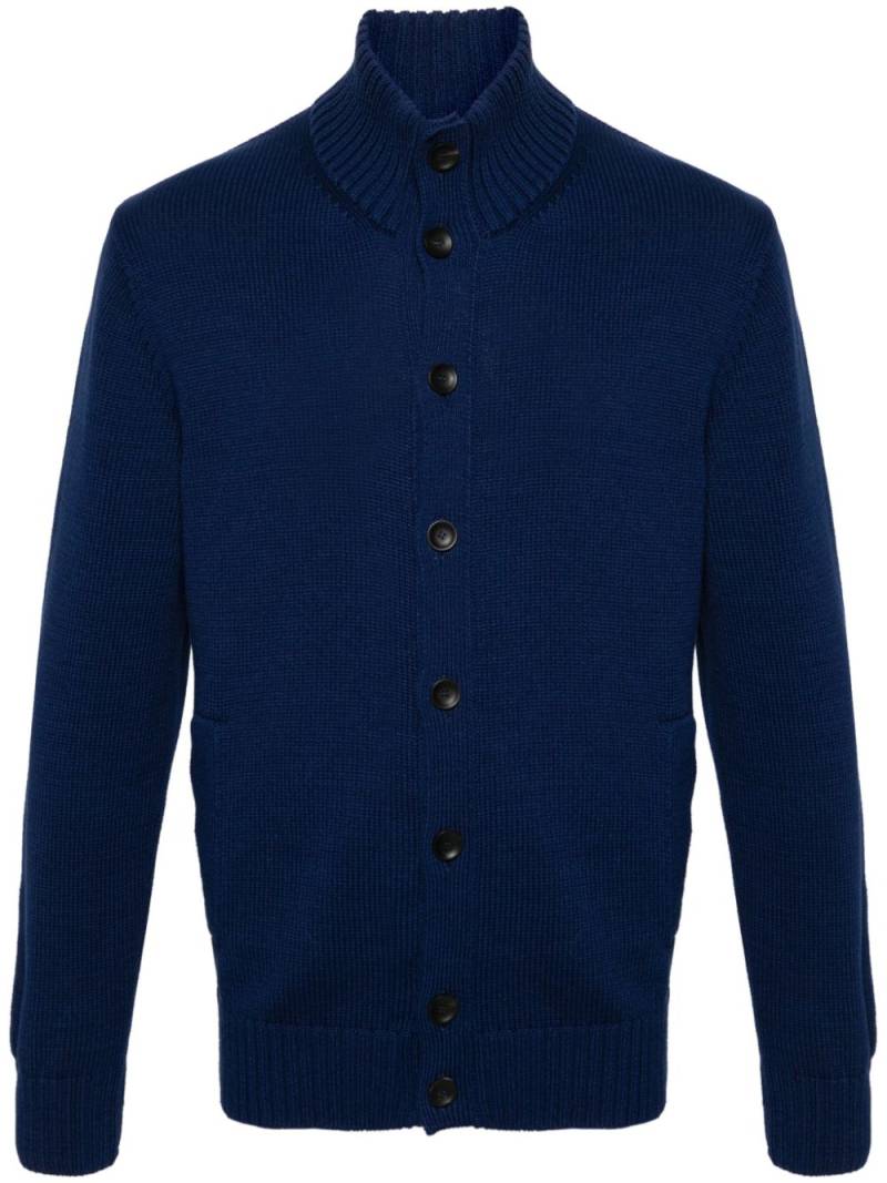 Zanone ribbed-knit cotton cardigan - Blue von Zanone