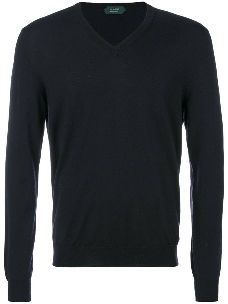 Zanone slim V-neck sweater - Blue von Zanone