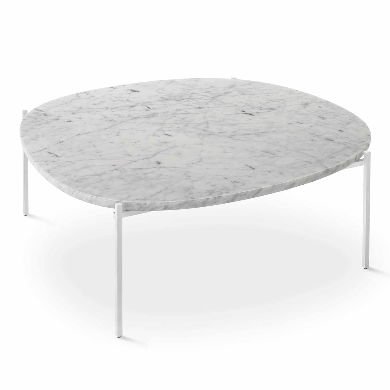 Niobe 672 Couchtisch, Tischplatte/Untergestell carrara marmor/weiss von Zanotta