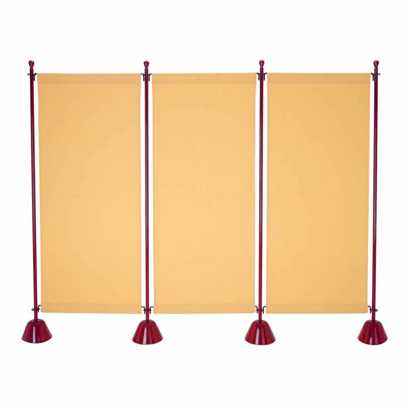 Servento 527 Paravent, Pfosten schwarz, Leinwand taubenblau von Zanotta