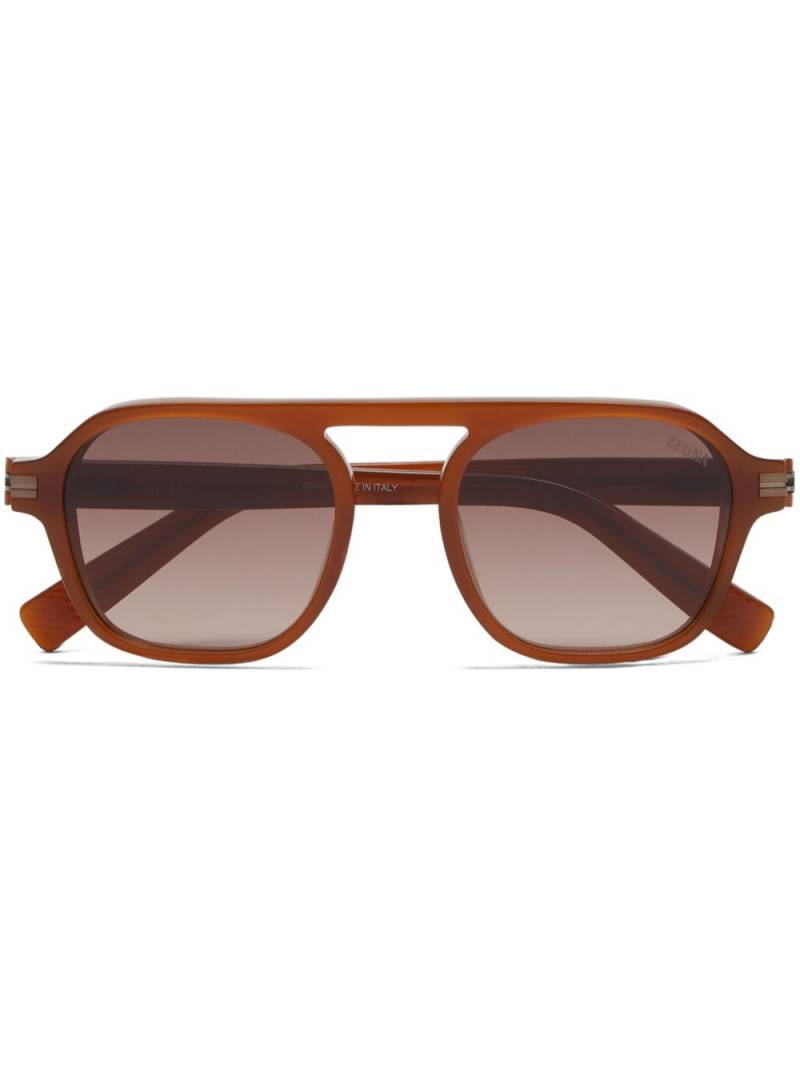 Zegna Aurora II pilot-frame sunglasses - Brown von Zegna