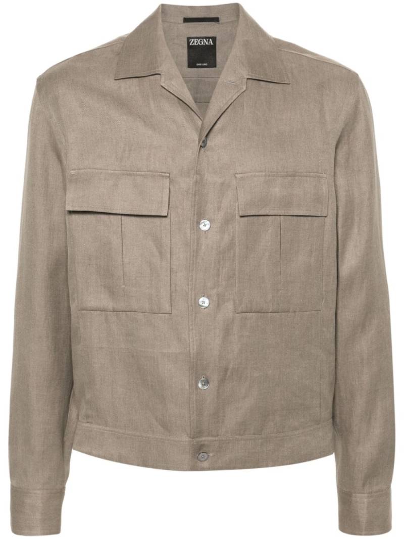 Zegna Oasi long-sleeve linen overshirt - Green von Zegna