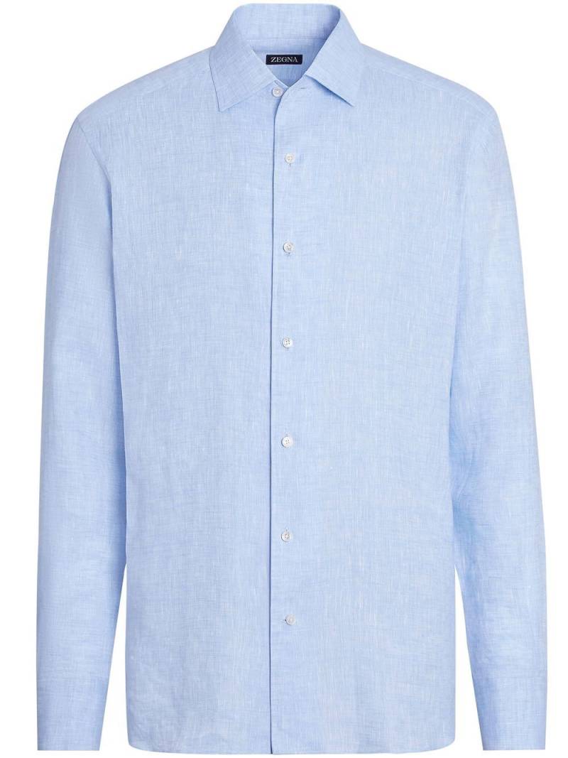 Zegna Pure Linen long-sleeve shirt - Blue von Zegna