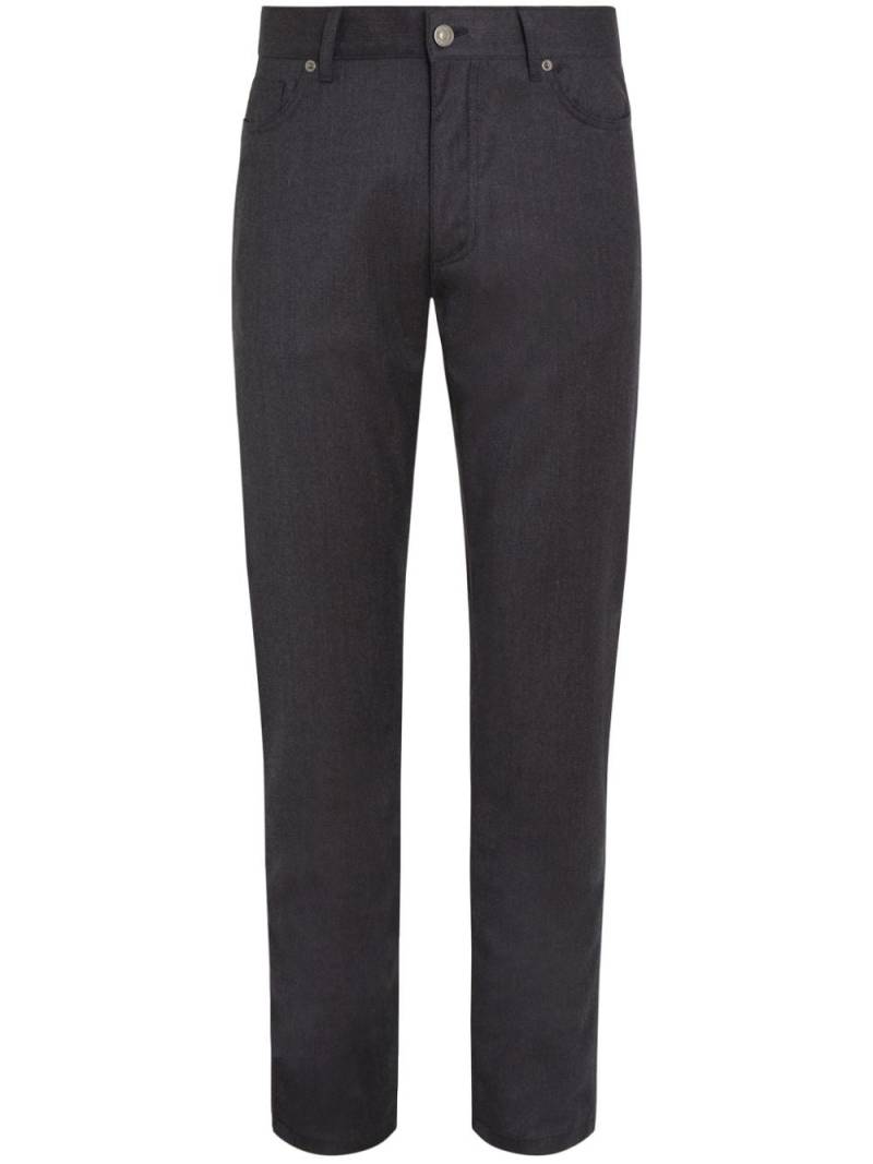 Zegna Roccia stonewashed wool trousers - Black von Zegna