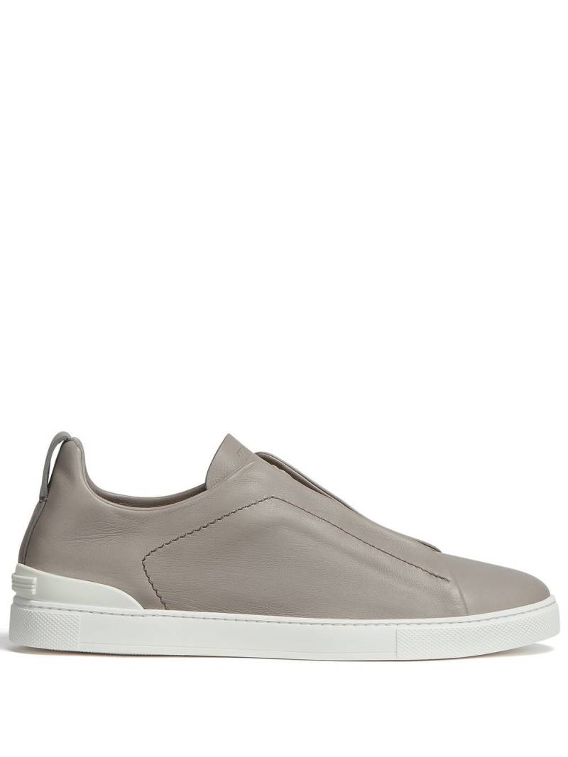 Zegna SECONDSKIN Triple Stitch leather sneakers - Grey von Zegna