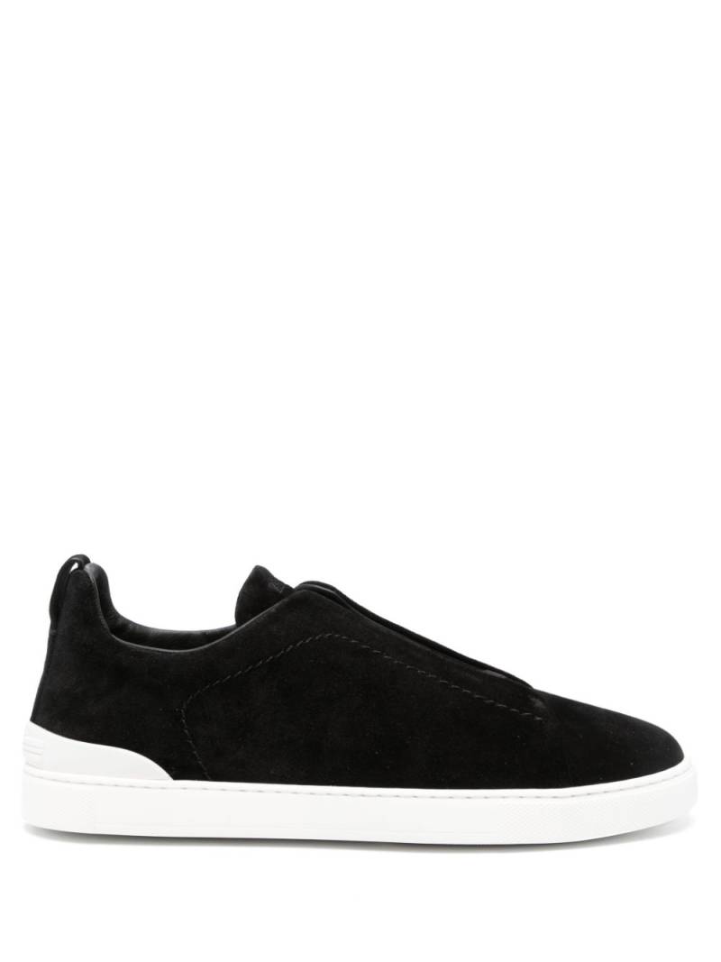 Zegna Triple Stitch leather sneakers - Black von Zegna