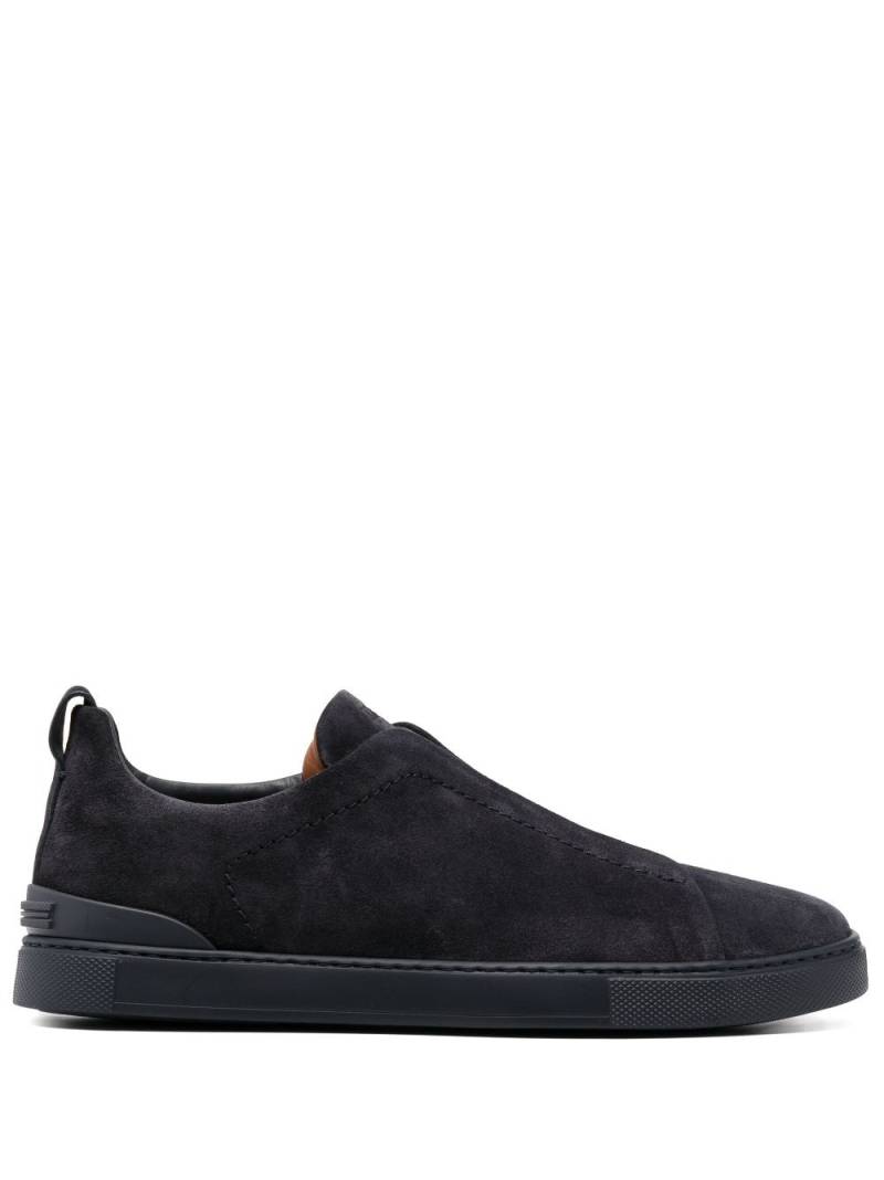 Zegna Triple Stitch suede low-top sneakers - Blue von Zegna