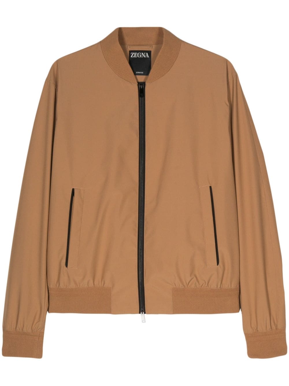 Zegna appliqué-logo bomber jacket - Brown von Zegna