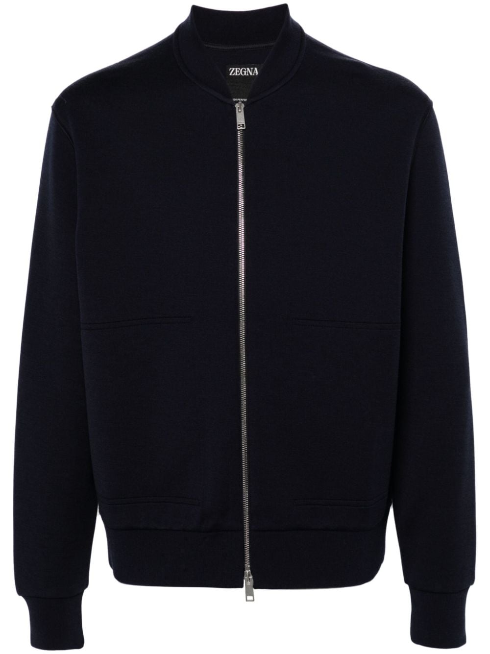 Zegna band-collar zipped sweatshirt - Blue von Zegna