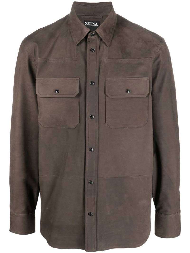 Zegna calf-suede shirt-jacket - Brown von Zegna