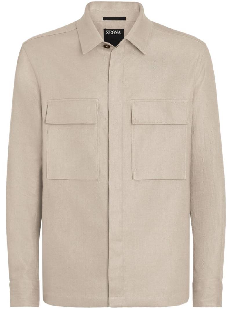 Zegna chest-pockets linen shirt - Neutrals von Zegna