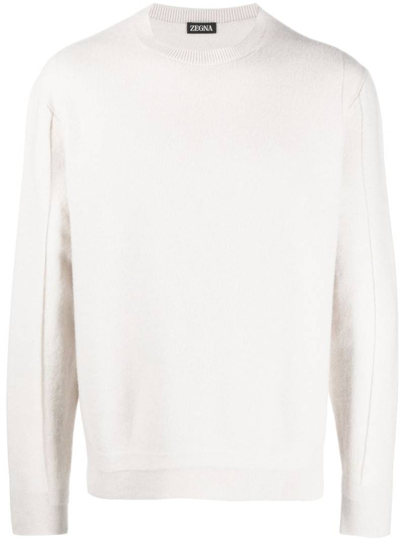 Zegna crew-neck wool-blend jumper - Neutrals von Zegna