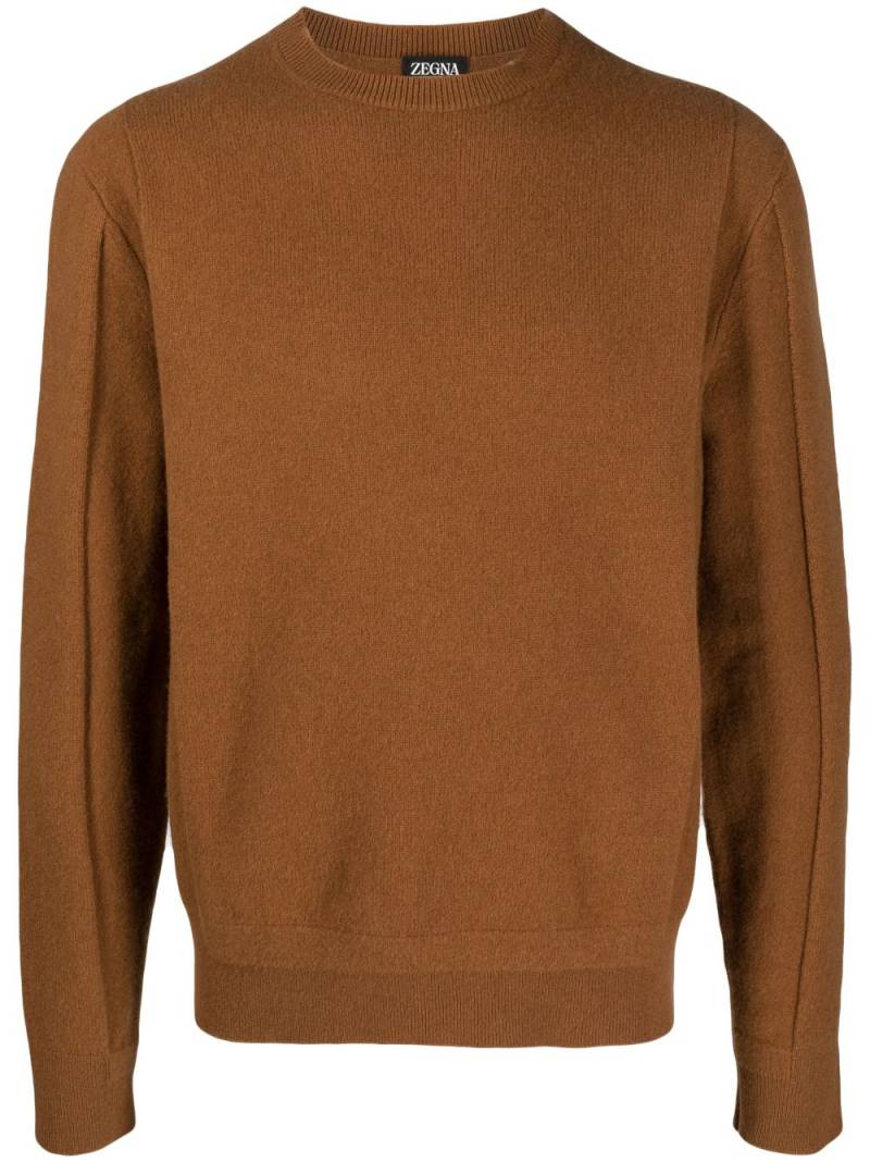 Zegna crew-neck wool-cashmere jumper - Brown von Zegna