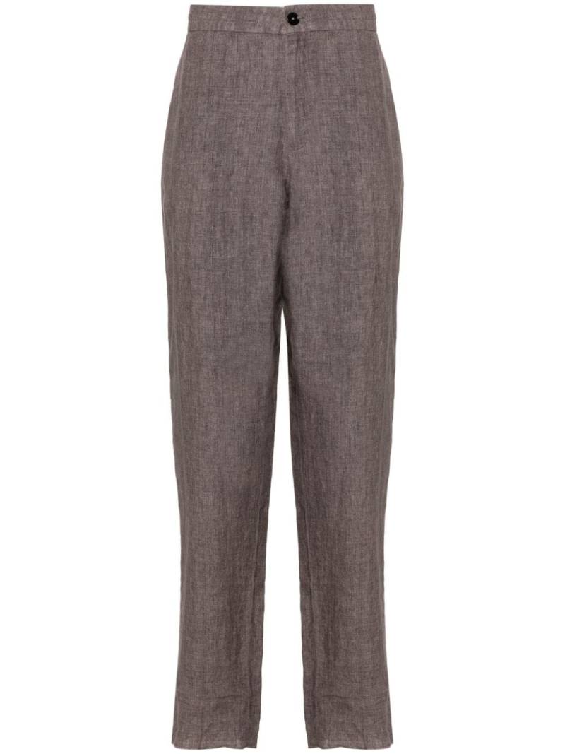 Zegna drawstring-waist linen chinos - Brown von Zegna