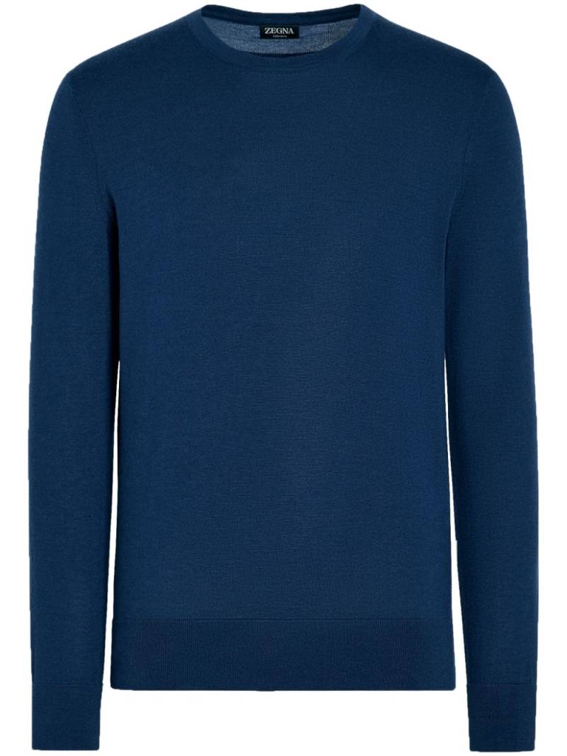 Zegna fine-knit crew-neck jumper - Blue von Zegna