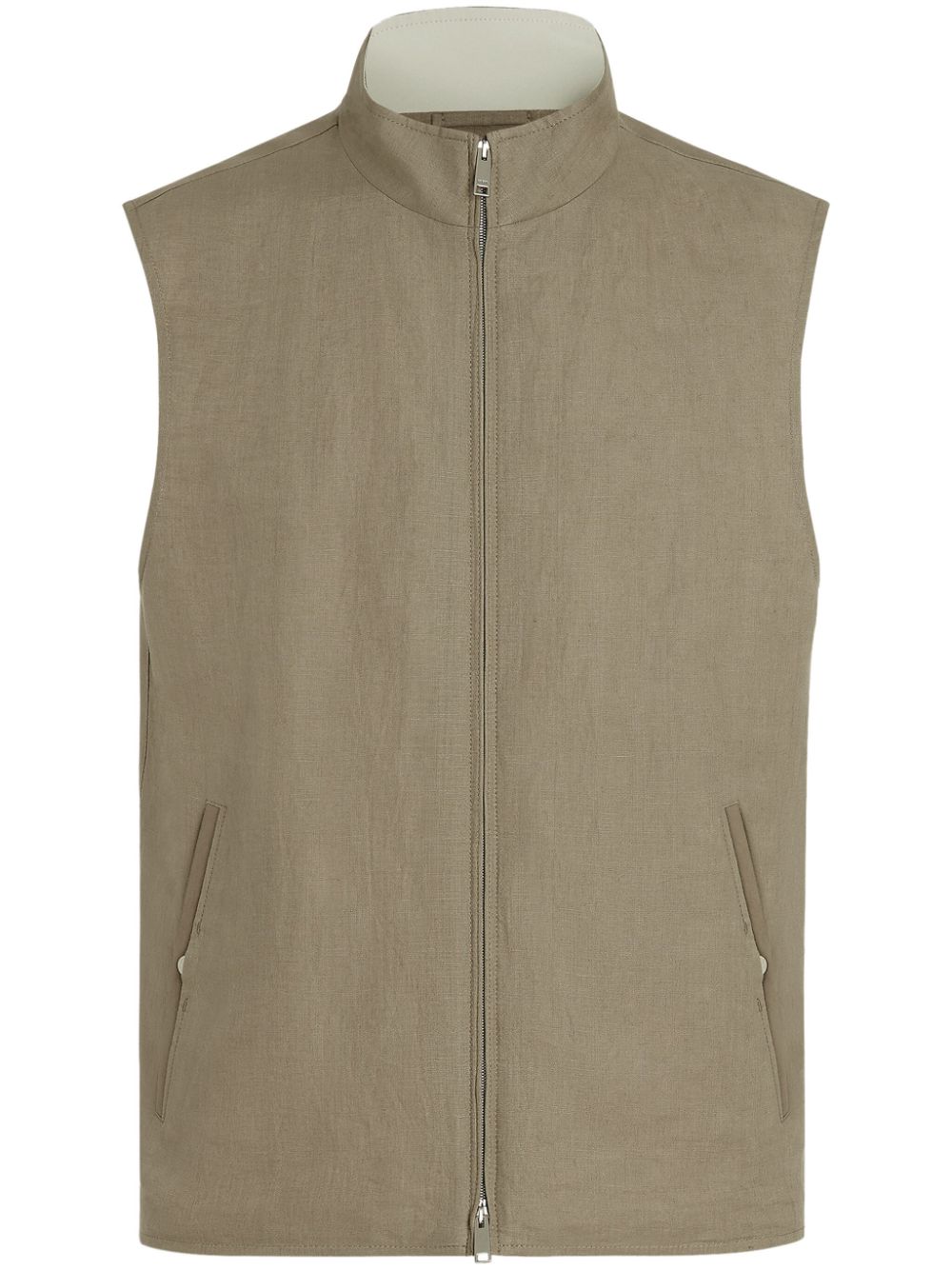 Zegna funnel-neck linen gilet - Neutrals von Zegna