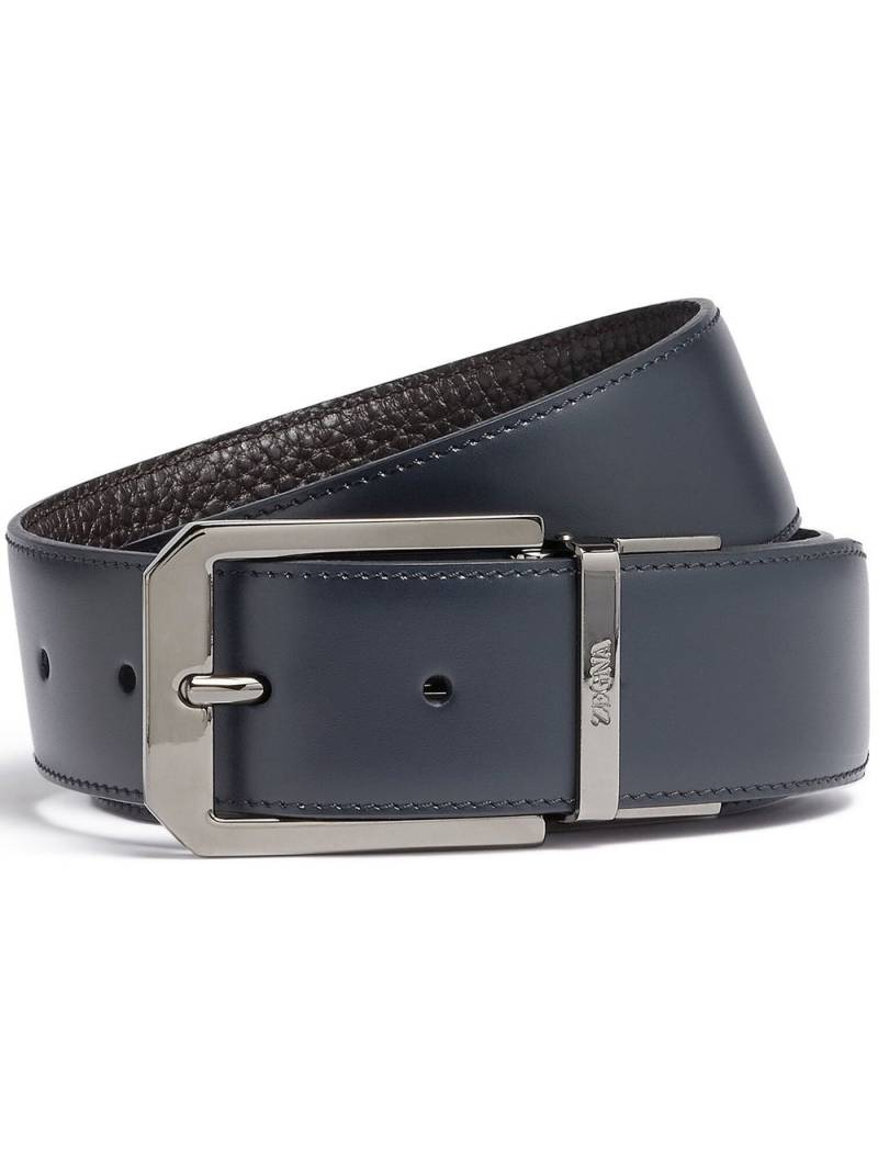 Zegna grained leather reversible belt - Blue von Zegna