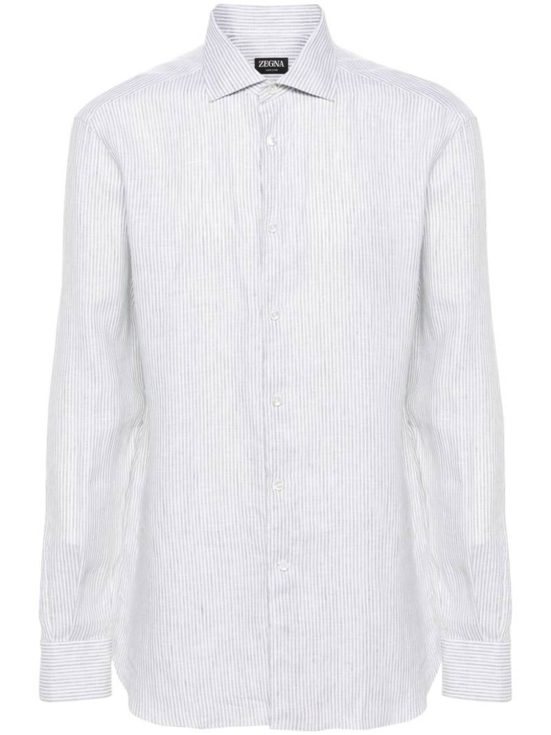 Zegna linen striped-pattern shirt - Green von Zegna