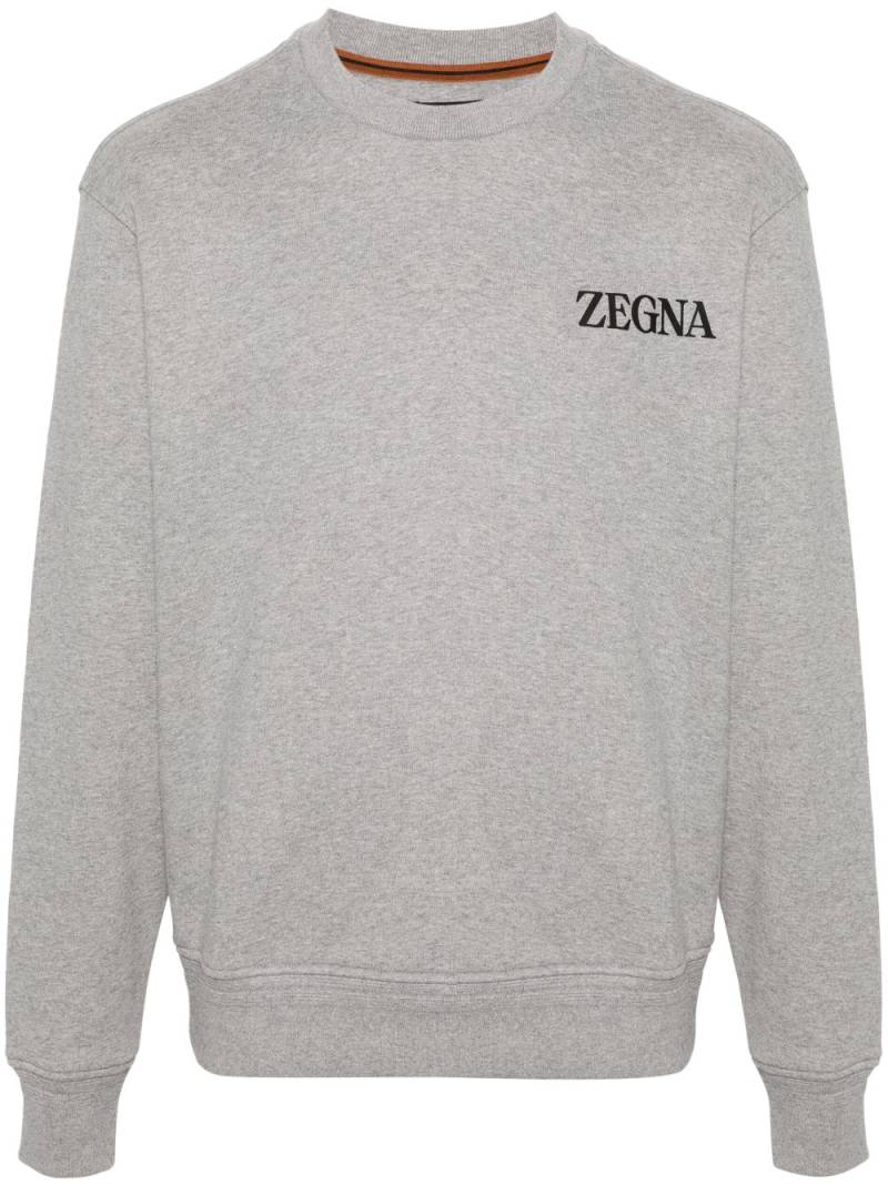 Zegna logo-appliqué cotton sweatshirt - Grey von Zegna