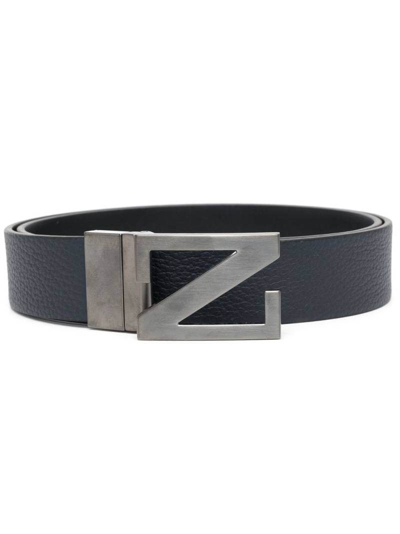 Zegna logo-buckle leather belt - Blue von Zegna