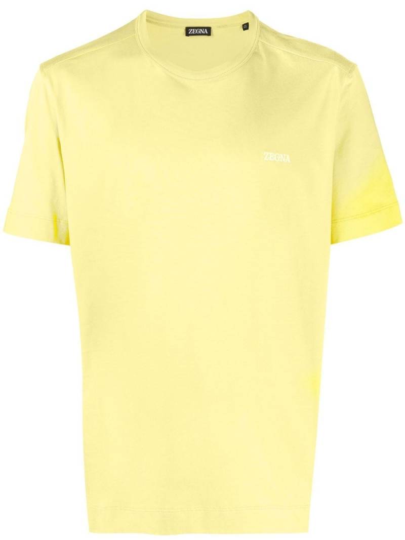 Zegna logo-embroidered T-shirt - Yellow von Zegna