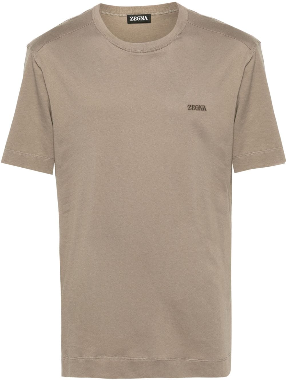 Zegna logo-embroidered cotton T-shirt - Neutrals von Zegna