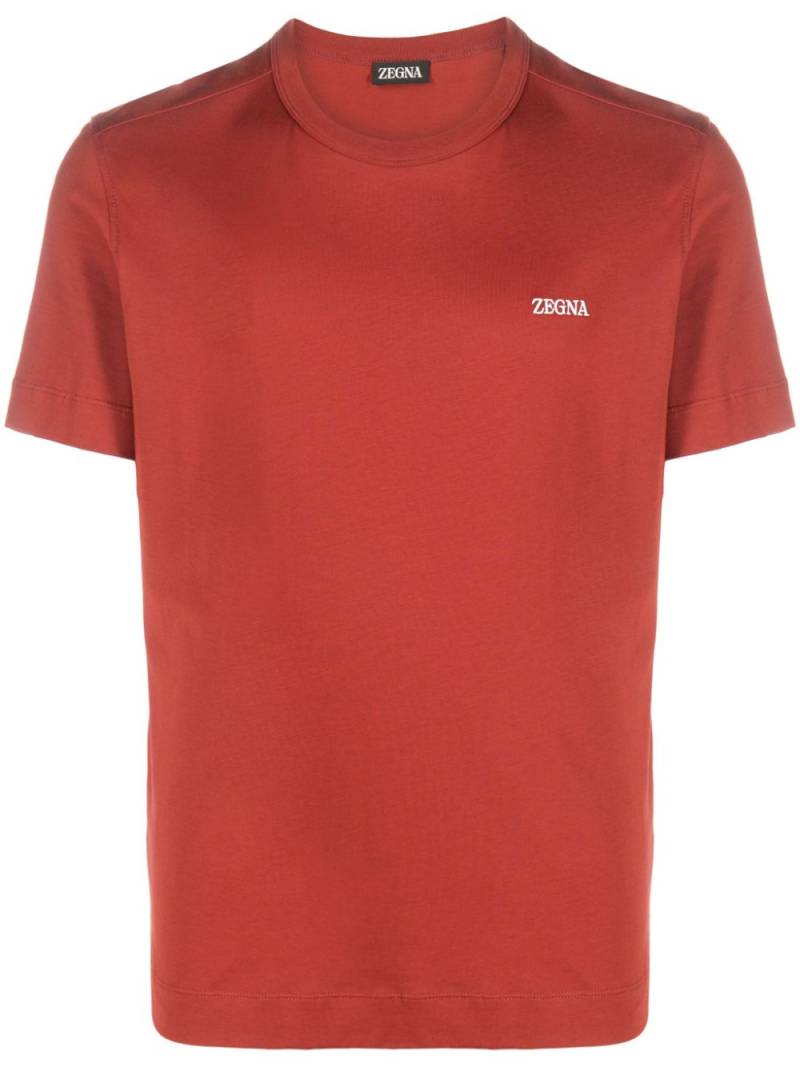 Zegna logo-embroidered cotton T-shirt - Orange von Zegna