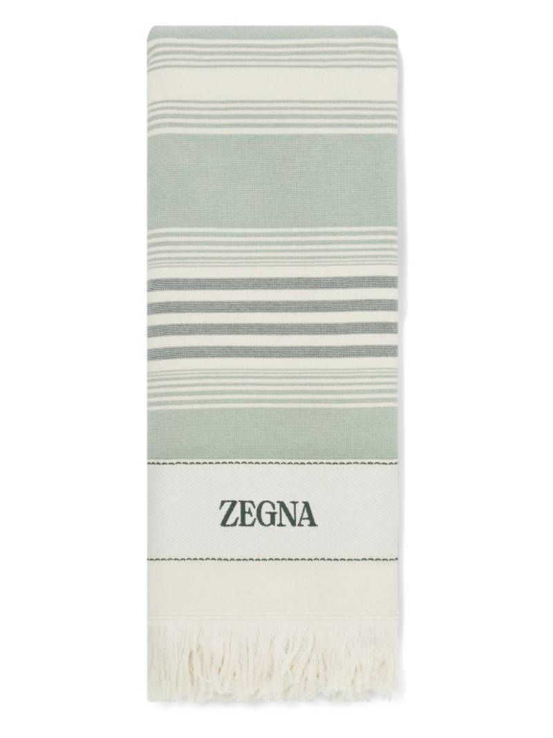 Zegna logo-embroidered cotton beach towel - Green von Zegna