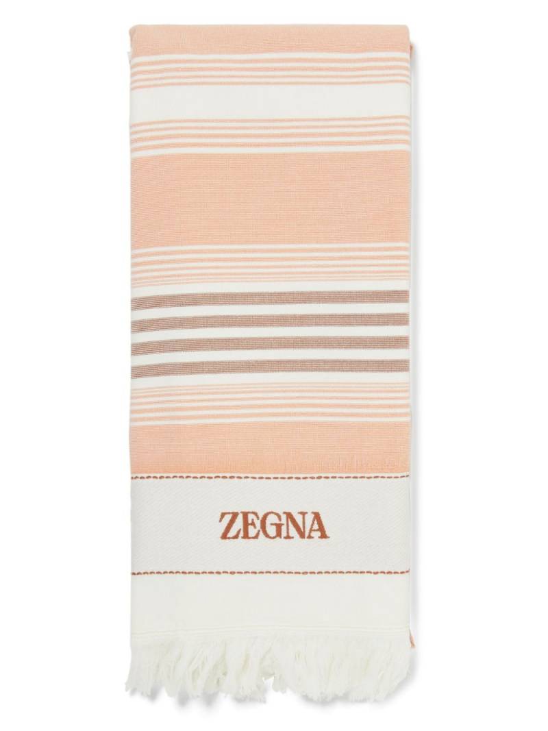 Zegna logo-embroidered cotton beach towel - Orange von Zegna