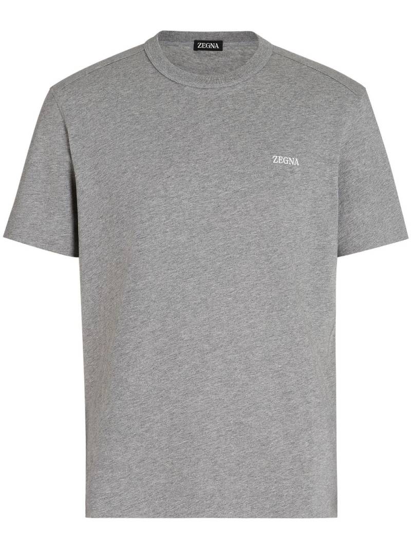 Zegna logo-embroidered cotton T-shirt - Grey von Zegna