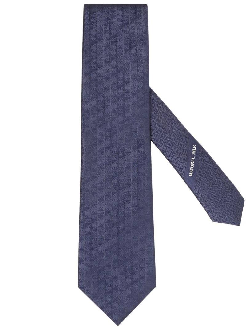 Zegna logo-embroidered silk tie - Blue von Zegna