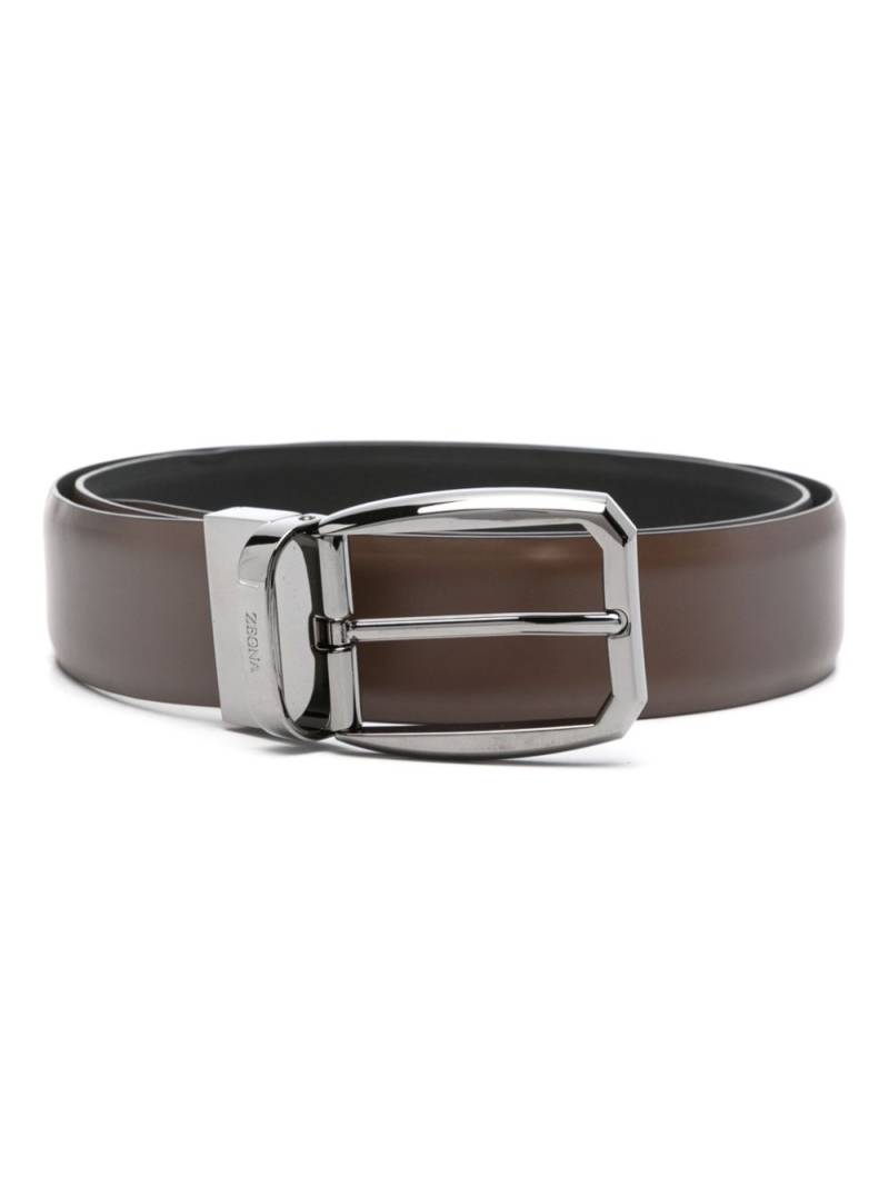 Zegna logo-engraved belt - Brown von Zegna