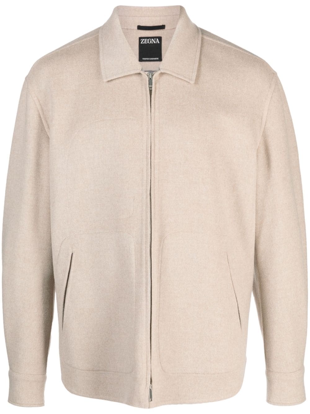 Zegna logo-patch wool jacket - Neutrals von Zegna