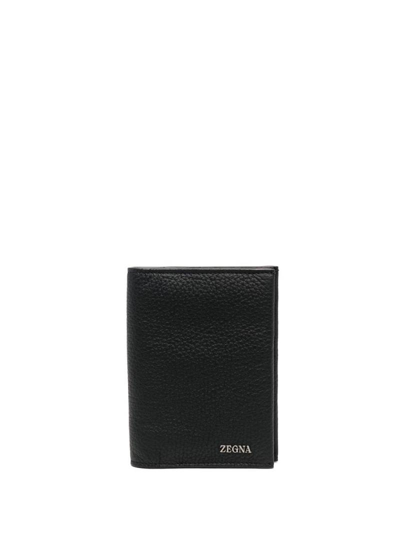 Zegna logo-plaque leather passport case - Black von Zegna