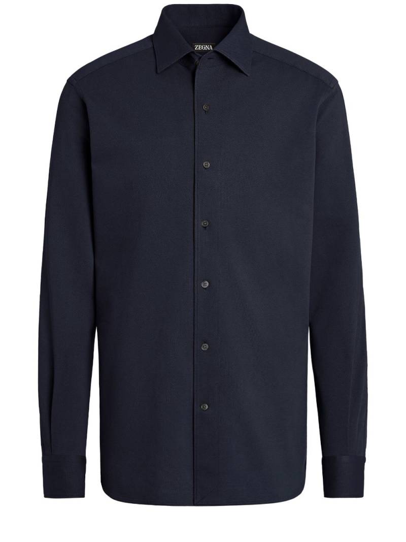 Zegna long-sleeve cotton shirt - Blue von Zegna