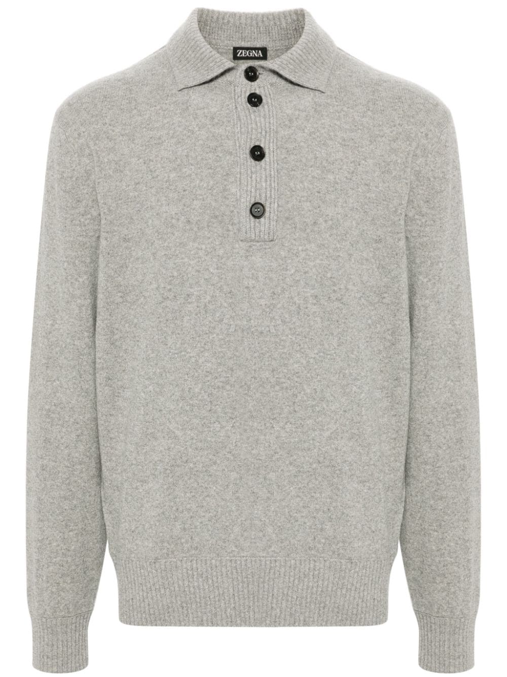 Zegna long-sleeve mélange polo shirt - Grey von Zegna