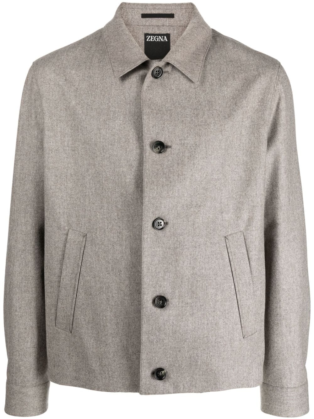 Zegna mélange single-breasted shirt jacket - Neutrals von Zegna