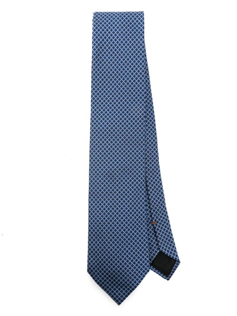 Zegna patterned-jacquard silk tie - Blue von Zegna