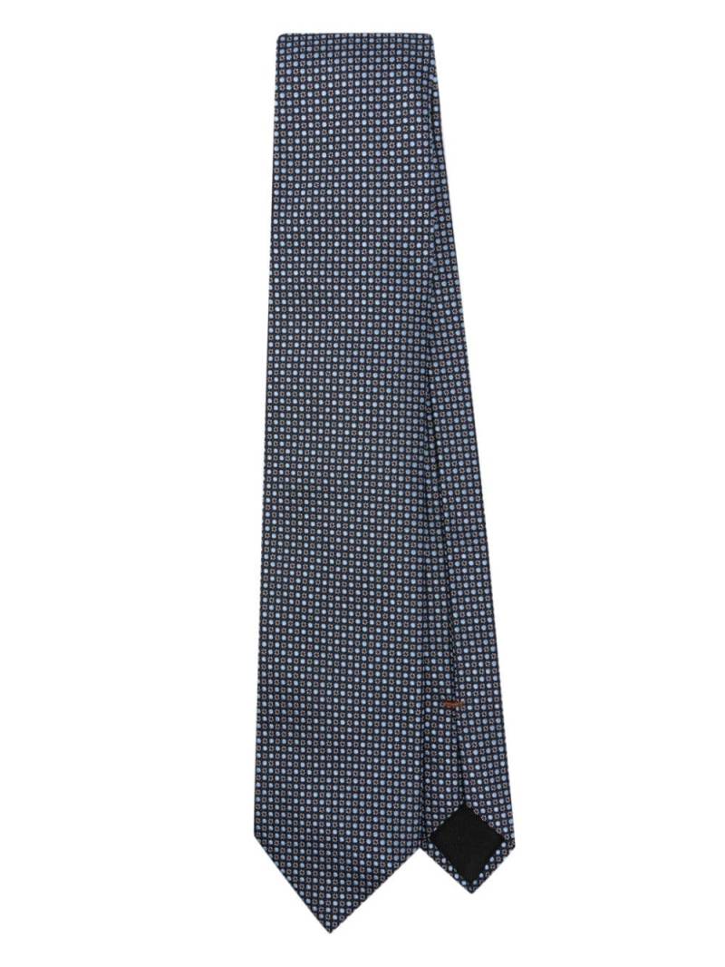 Zegna patterned-jacquard tie - Blue von Zegna