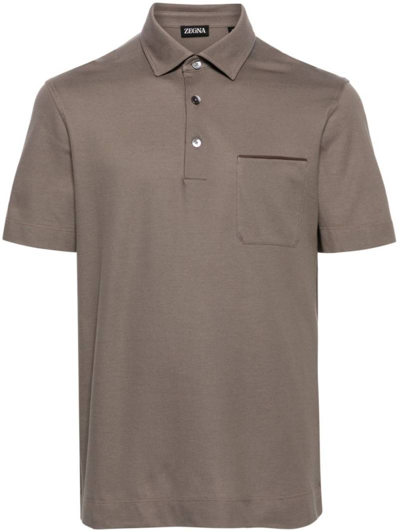 Zegna pique-weave cotton polo shirt - Brown von Zegna