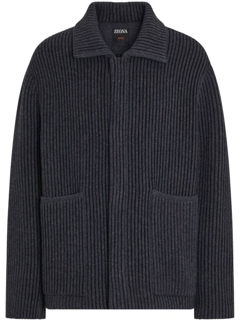 Zegna ribbed-knit cardigan - Grey von Zegna