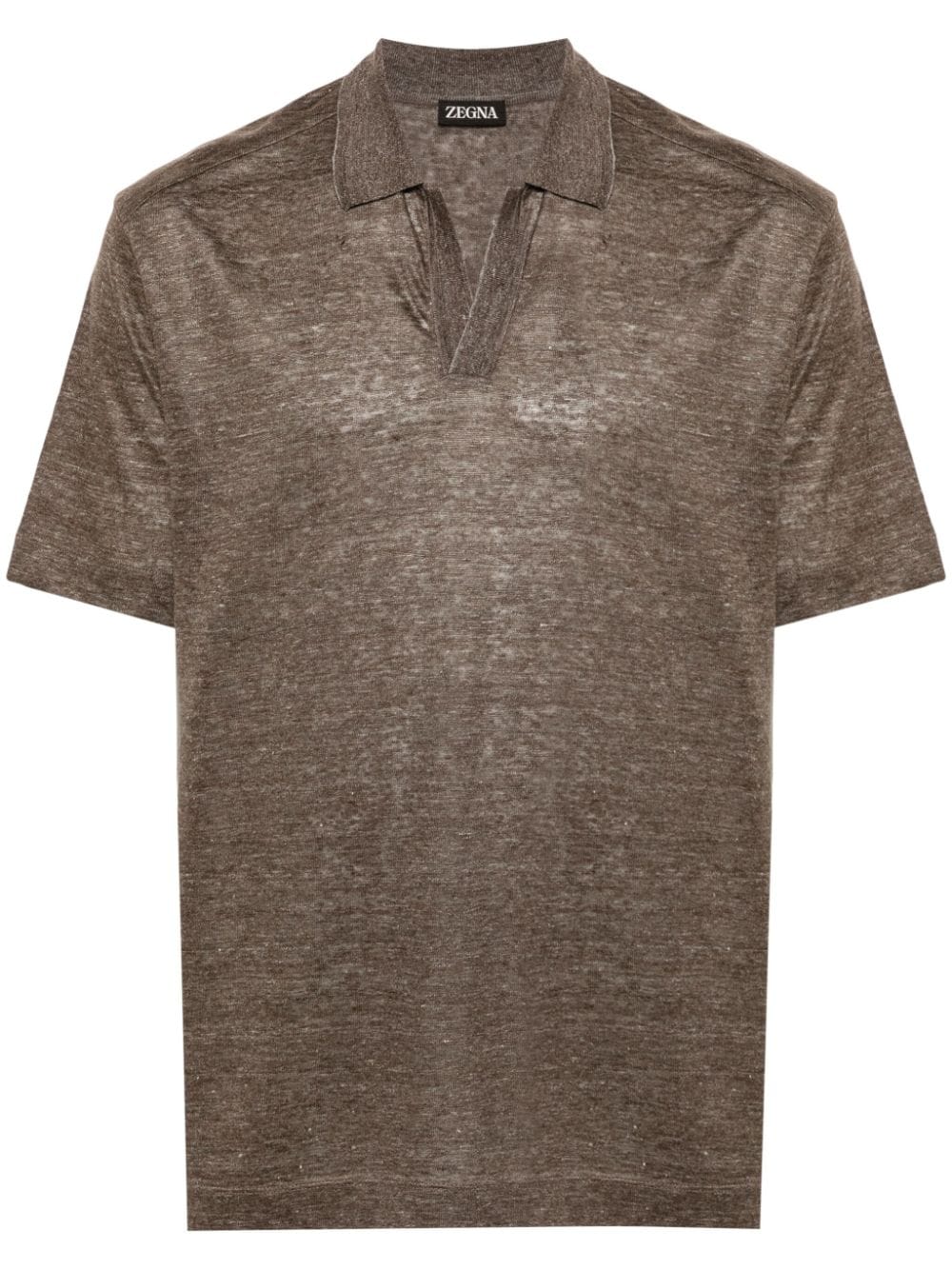 Zegna short-sleeve linen polo shirt - Brown von Zegna