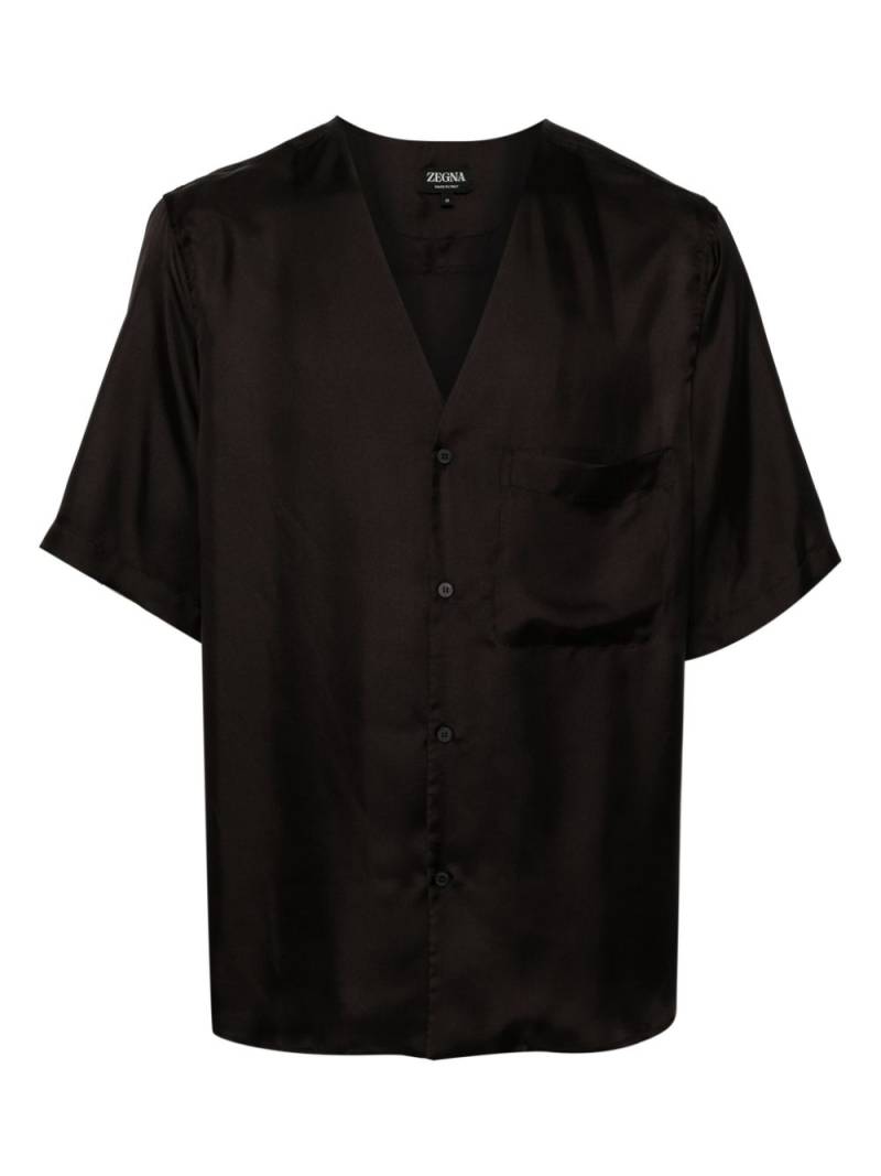 Zegna short-sleeve silk pajama shirt - Brown von Zegna