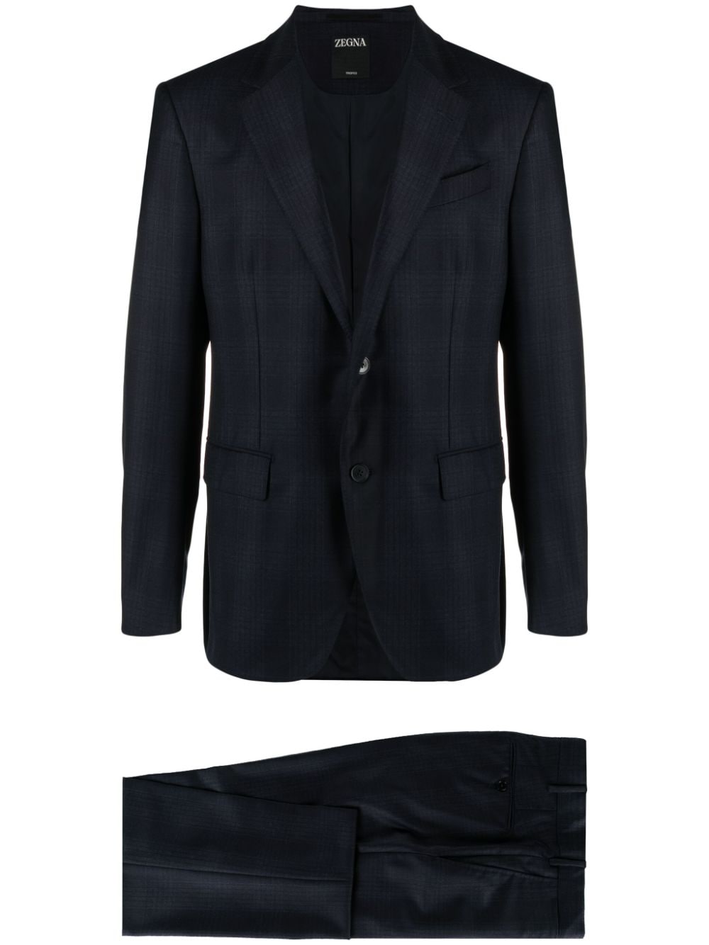 Zegna single-breasted checked wool suit - Blue von Zegna