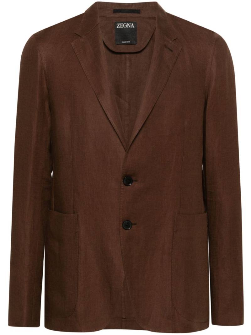 Zegna single-breasted linen blazer - Brown von Zegna