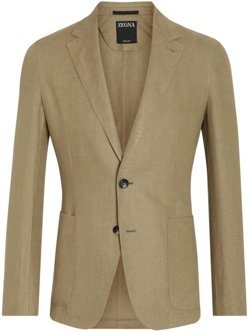 Zegna single-breasted linen blazer - Neutrals von Zegna