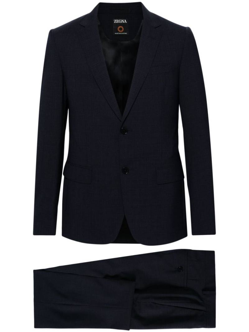 Zegna single-breasted mélange-effect suit - Blue von Zegna